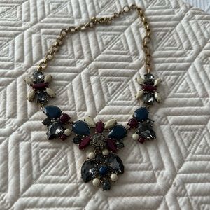 J.Crew Women’s Rhinestone Statement Necklace Navy Maroon Ivory
